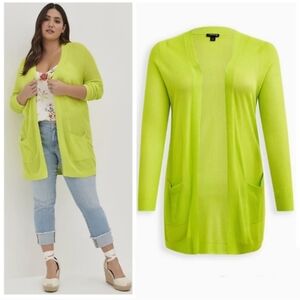Torrid Bright Lime Green Open Cardigan